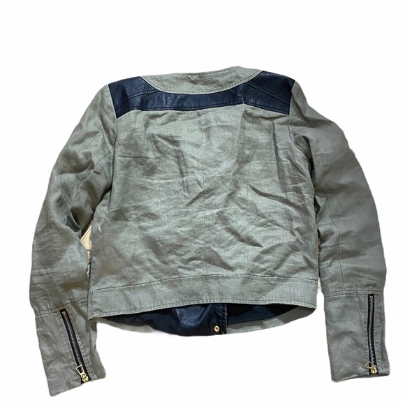 Zara Trafaluc Linen Faux Leather Motorcycle Jkt Sm - Picture 8 of 8